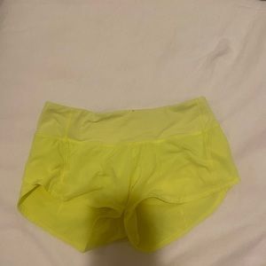 Highlight yellow lululemon speed up shorts size 0